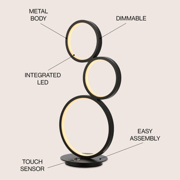 Juno 17.25" 3-Light Bohemian Coastal Iron Integrated LED Table Lamp - JONATHAN Y